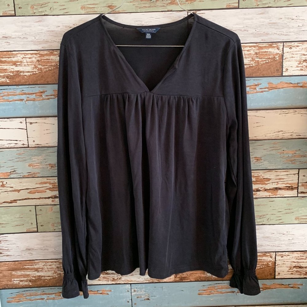 Lucky Brand | Grey V-Neck Blouse Sz M